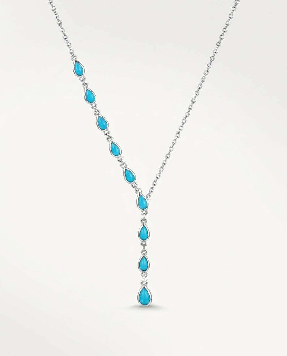 Elegant Turquoise Teardrop Cascade Y-Necklace in Gold