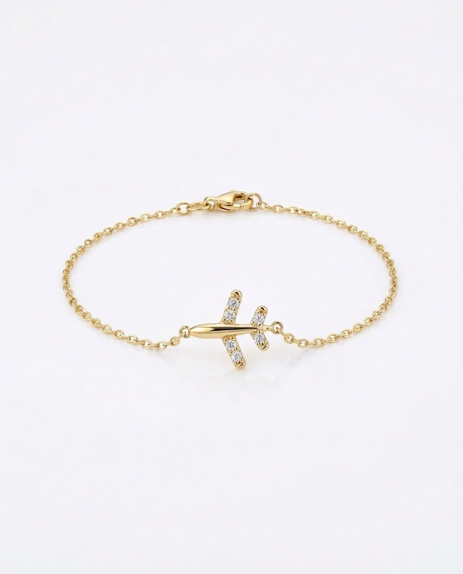 Dainty Gold Airplane Bracelet | Travel Jewelry
