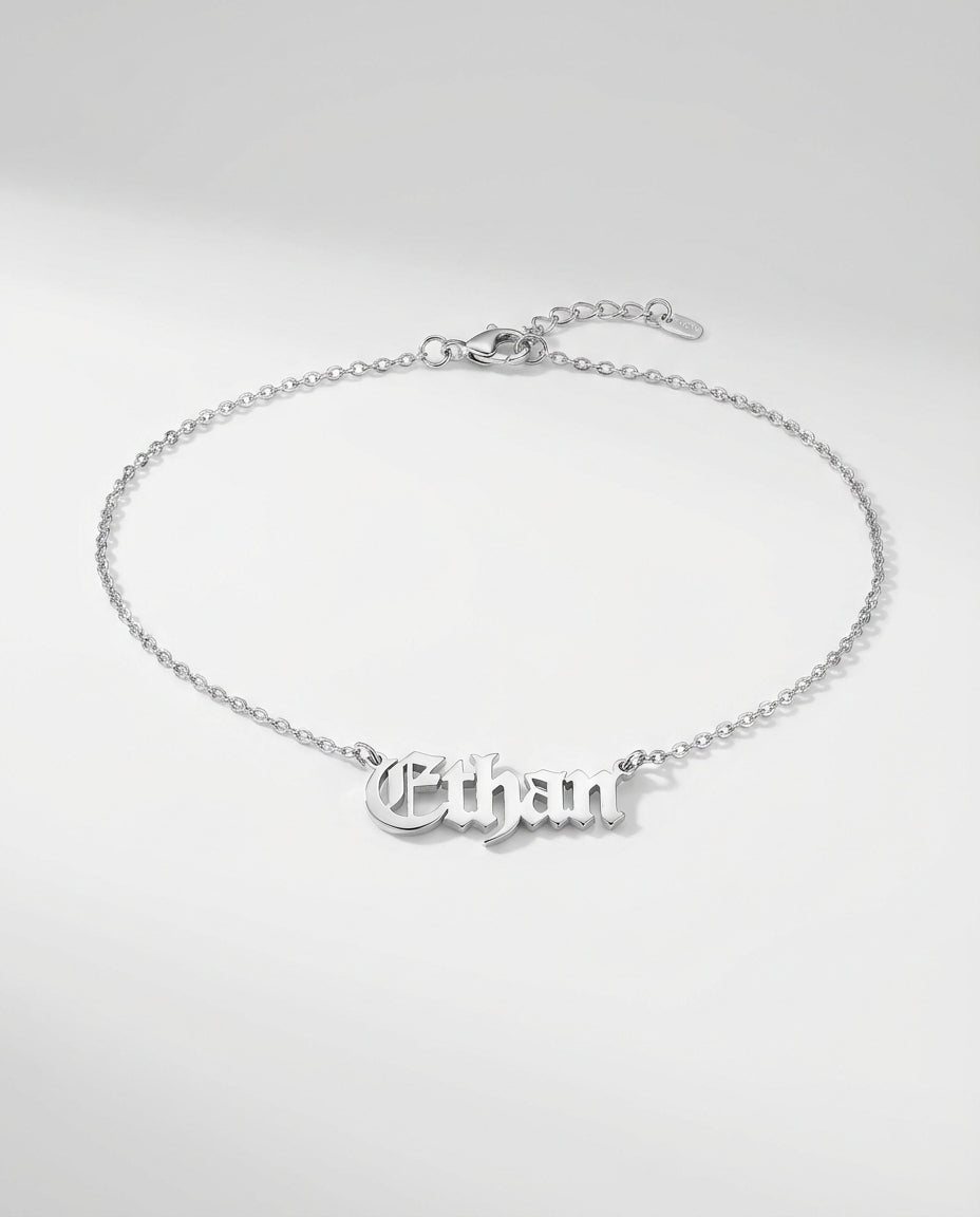 Personalized Name Necklace, Gothic Gold Name Necklace