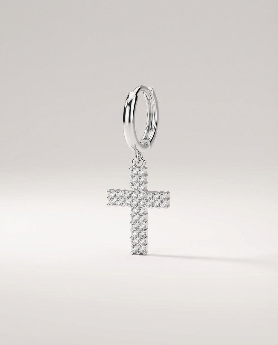 Gold Cross Hoop Earrings, Religious Jewelry