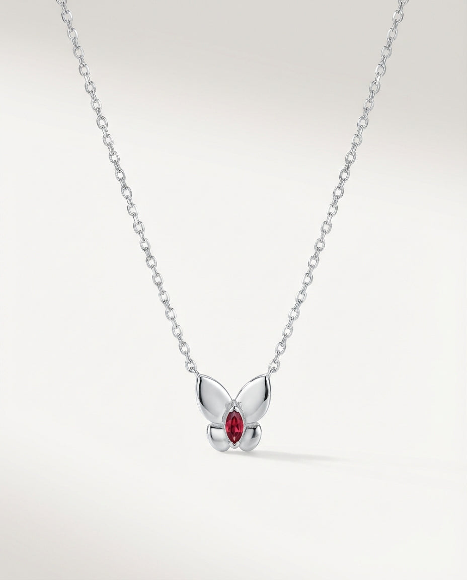 Butterfly Pendant Necklace with Birthstone