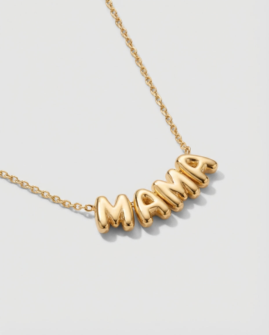 Bubble Initial MAMA Necklace - Mom Jewelry