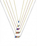 Family Birthstone Necklace, Multi Stone Bar Necklace