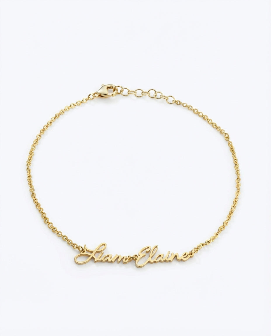 Two Name Bracelet - Personalized Double Name Jewelry - Custom Gift for Her