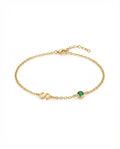Initial Birthstone Bracelet - Personalized Letter Jewelry - Custom Gift for Her