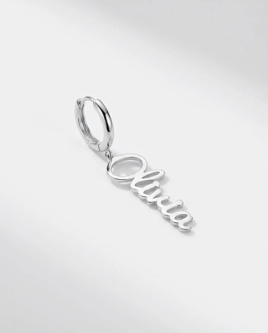 Personalized Gold Name Earring - Custom Dangle Hoop Jewelry
