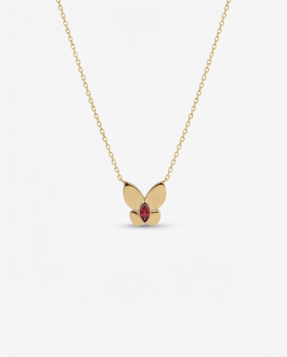 Butterfly Pendant Necklace with Birthstone