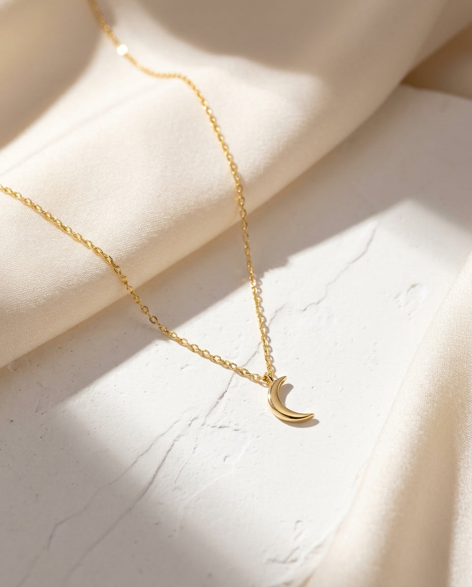 Gold Crescent Moon Necklace | Dainty Celestial Jewelry