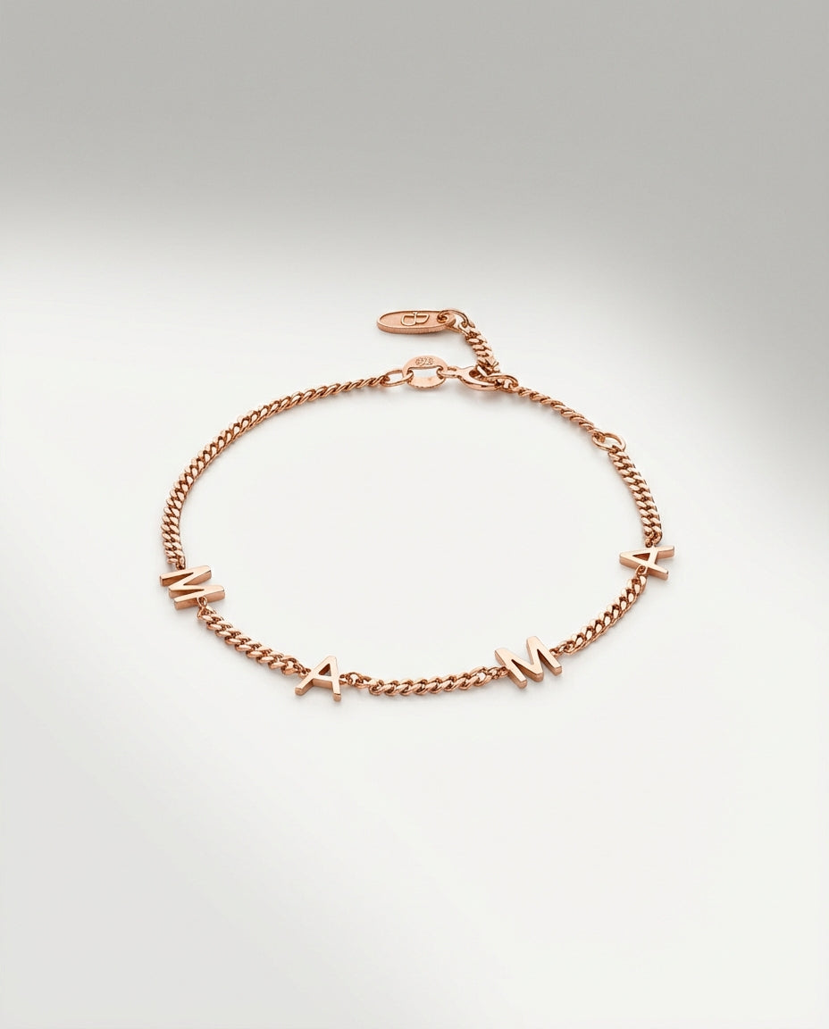 MAMA Letter Bracelet with Curb Chain - Mother Jewelry