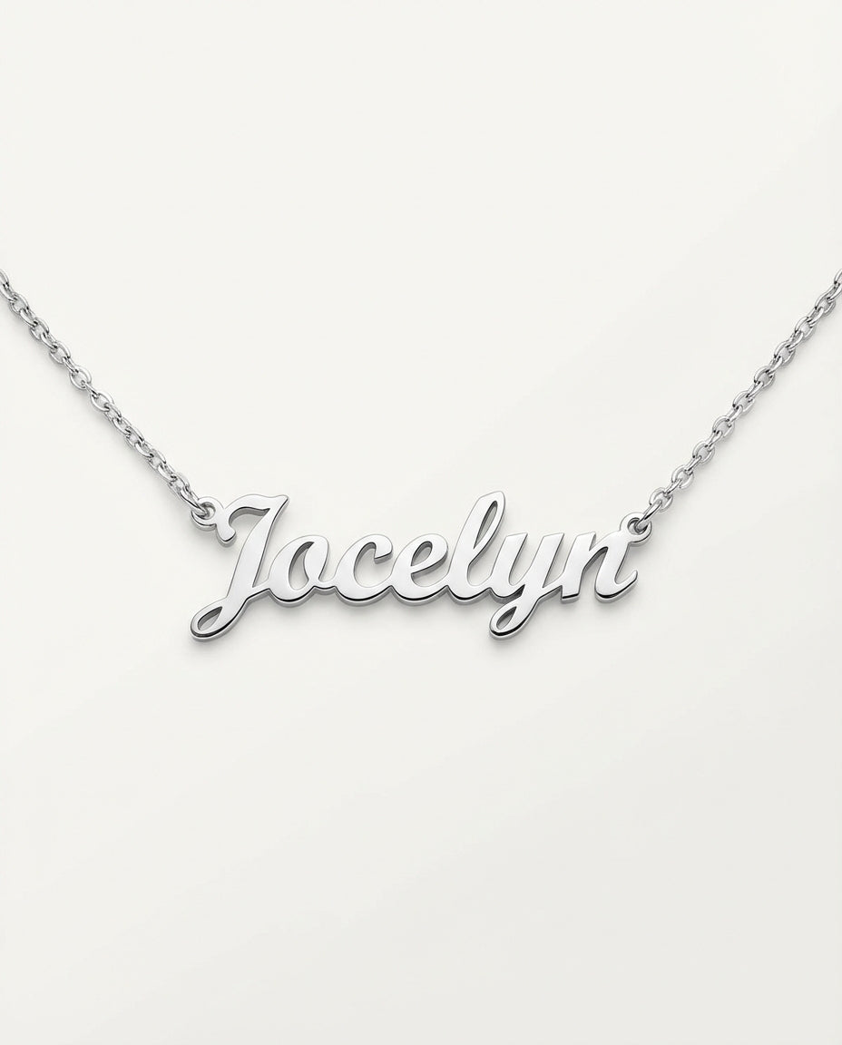 Custom Name Necklace, Personalized Gold Name Jewelry - 925k Sterling Silver