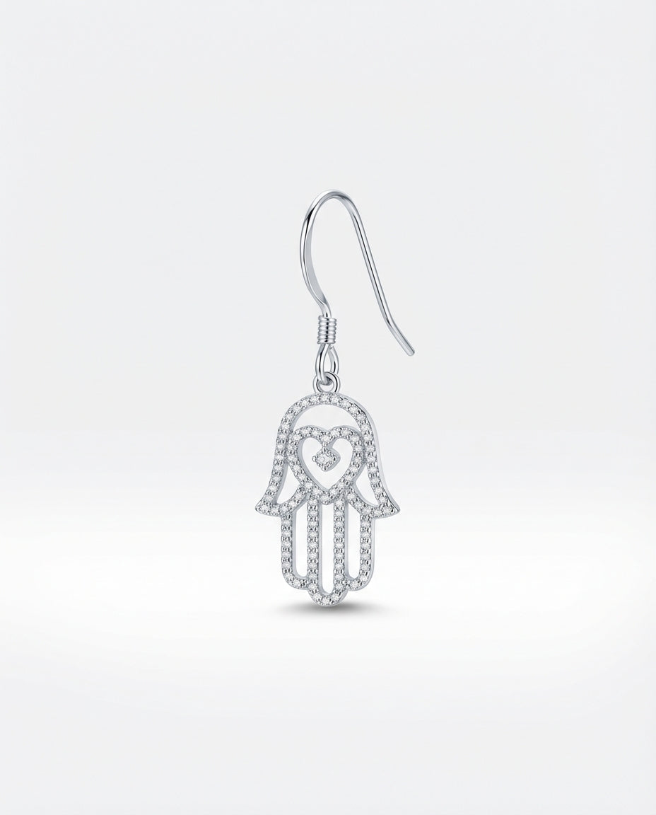 CZ Hamsa Hand Earrings, Dangle Jewelry