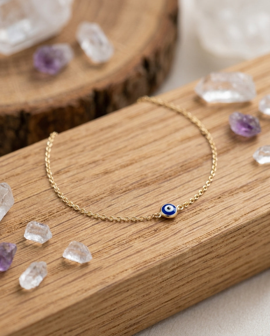 Dainty Gold Evil Eye Bracelet for Daily Protection