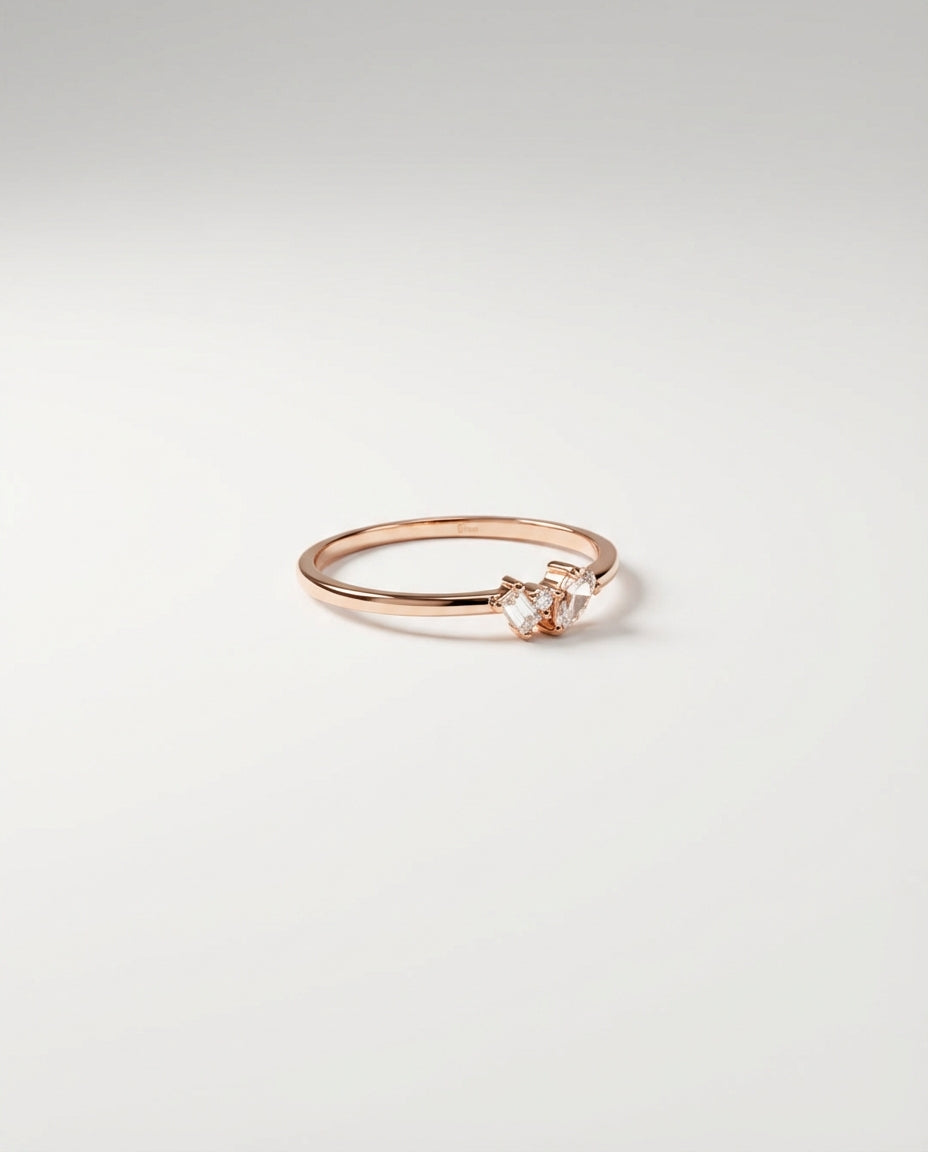 Minimalist Baguette & Oval Stone Ring