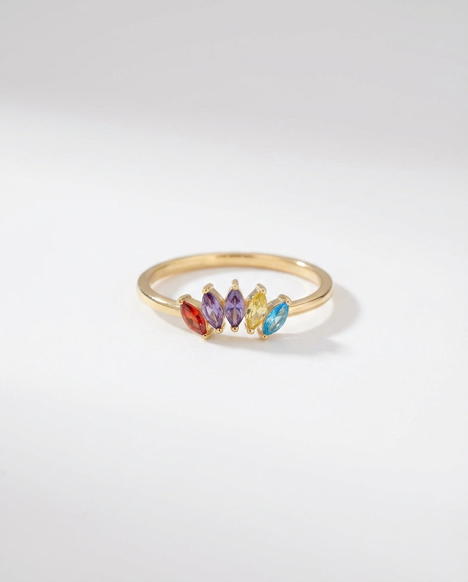 Birthstone Ring - Multi Stone Family Ring - Colorful Gem Jewelry Gift