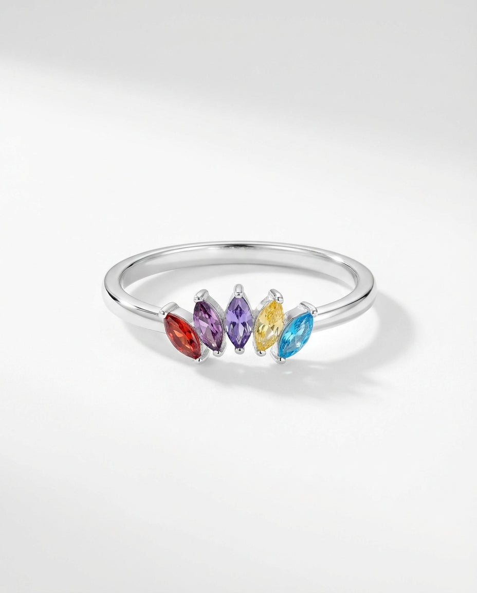Birthstone Ring - Multi Stone Family Ring - Colorful Gem Jewelry Gift