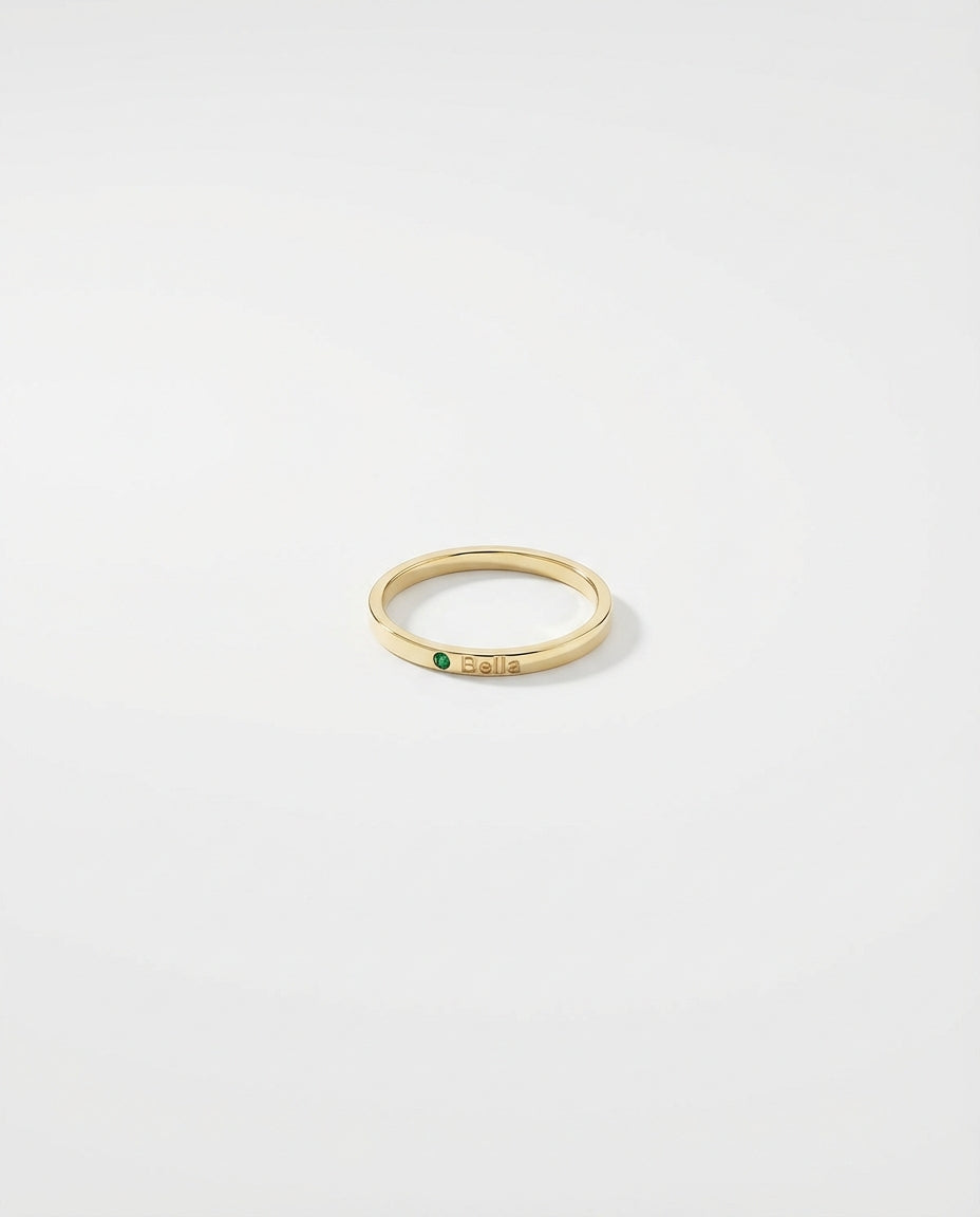 Name Birthstone Ring - Personalized Engraved Ring - Custom Jewelry Gift - 925k Sterling Silver