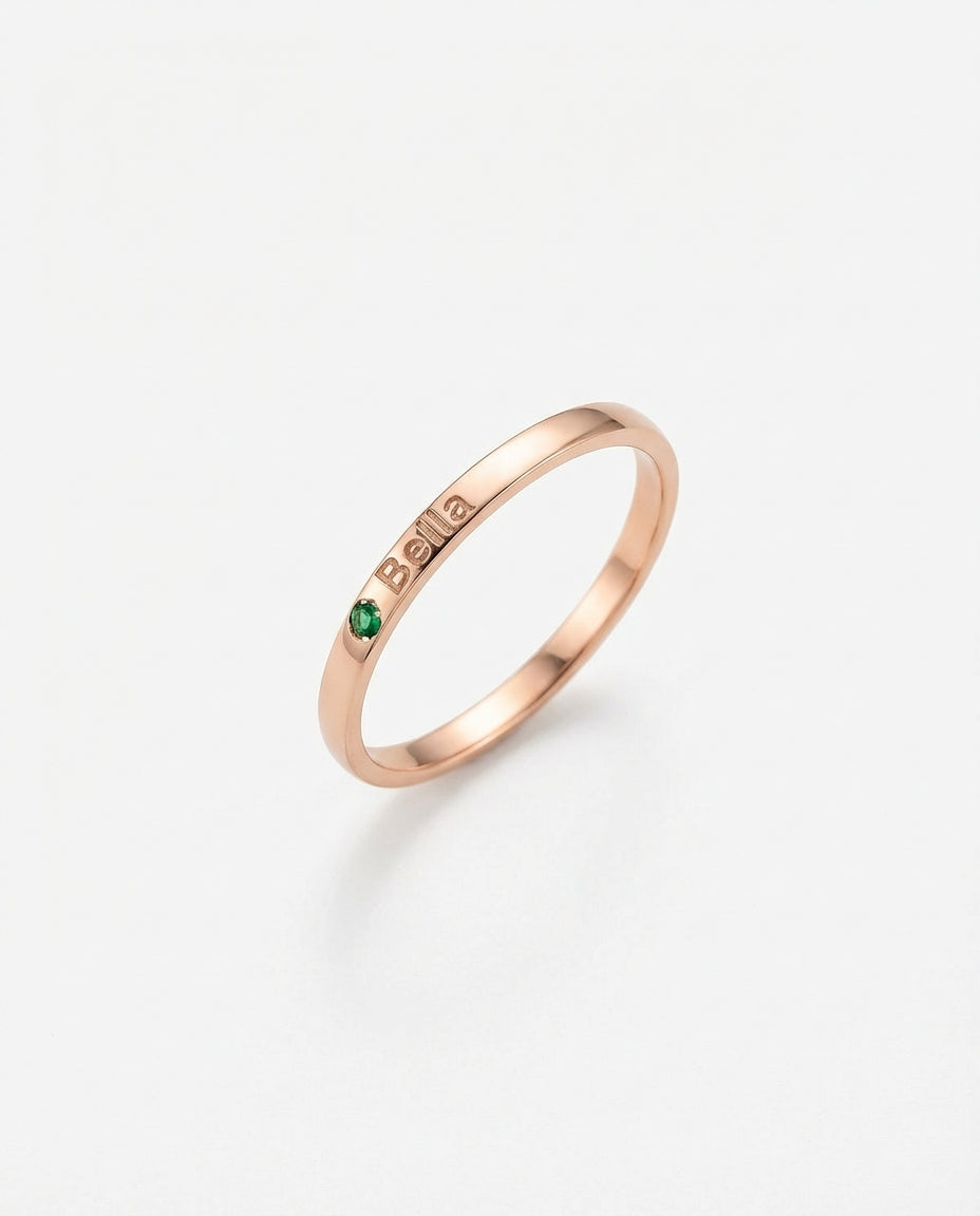 Name Birthstone Ring - Personalized Engraved Ring - Custom Jewelry Gift - 925k Sterling Silver