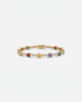 Radiant Rainbow Gemstone Tennis Bracelet in Gold - Birthstone Jewelry