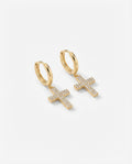 Gold Cross Hoop Earrings, Religious Jewelry