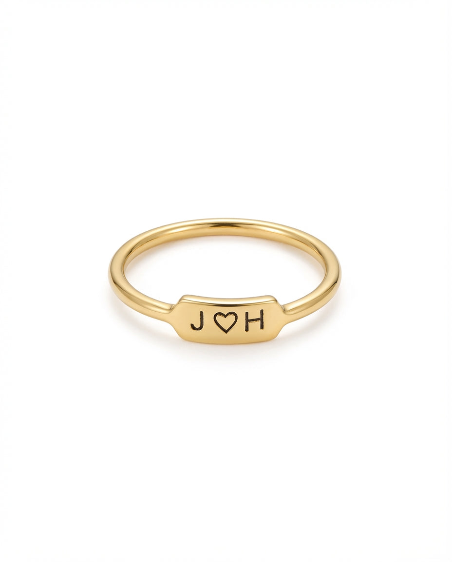 Personalized Gold Initial Ring - Custom Engraved Jewelry Gift