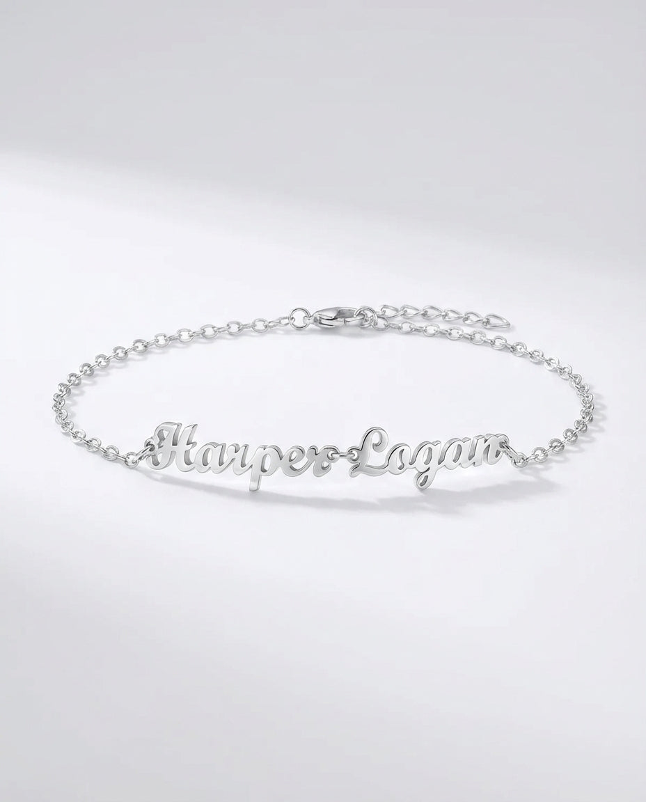 Two Name Bracelet - Personalized Double Name Jewelry - Custom Gift for Her