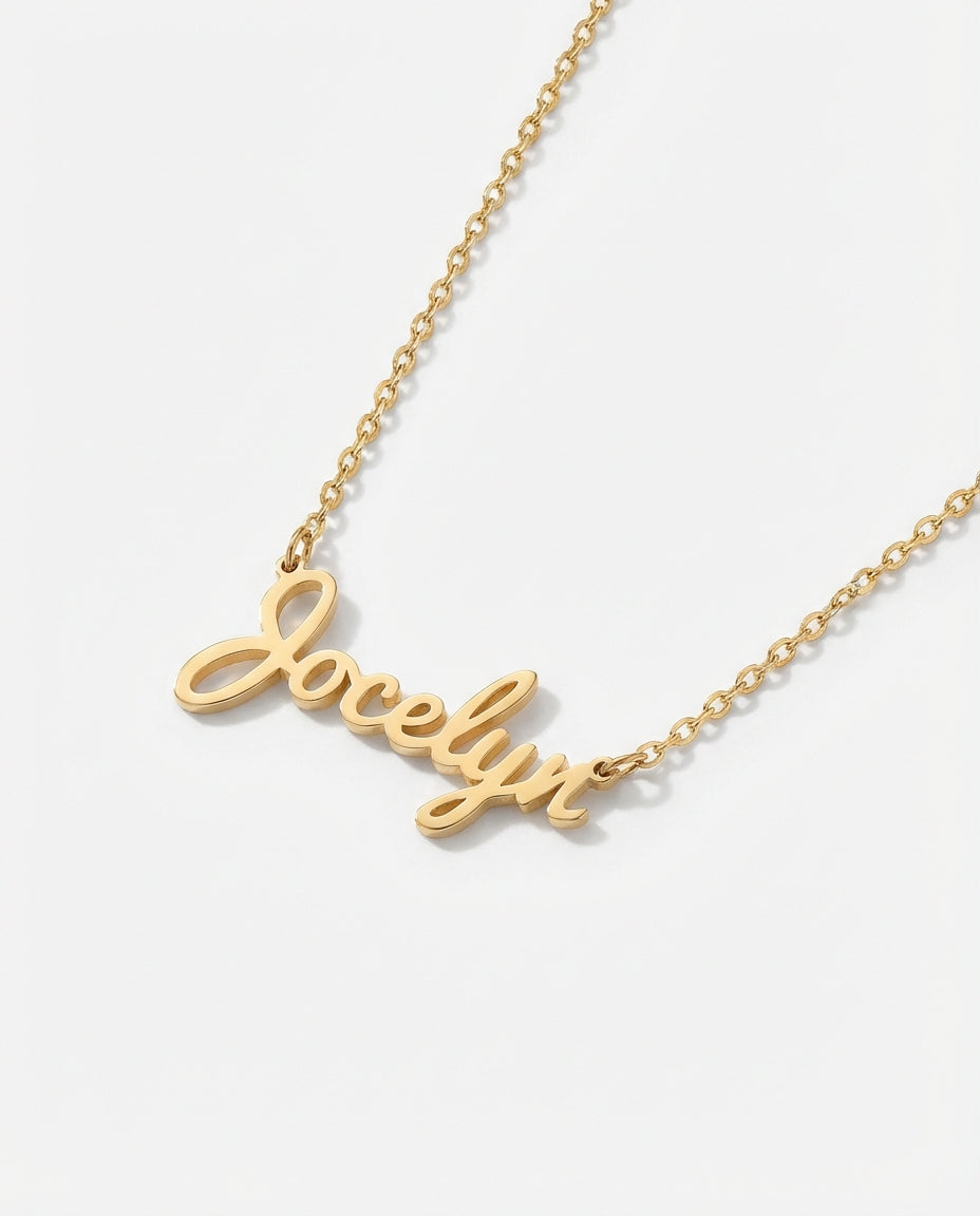 Custom Name Necklace, Personalized Gold Name Jewelry - 925k Sterling Silver