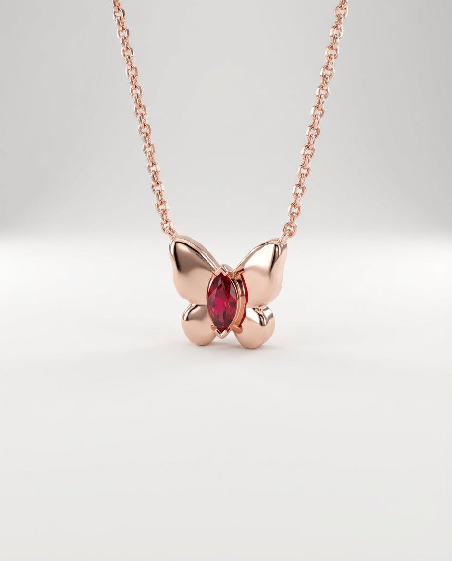 Butterfly Pendant Necklace with Birthstone