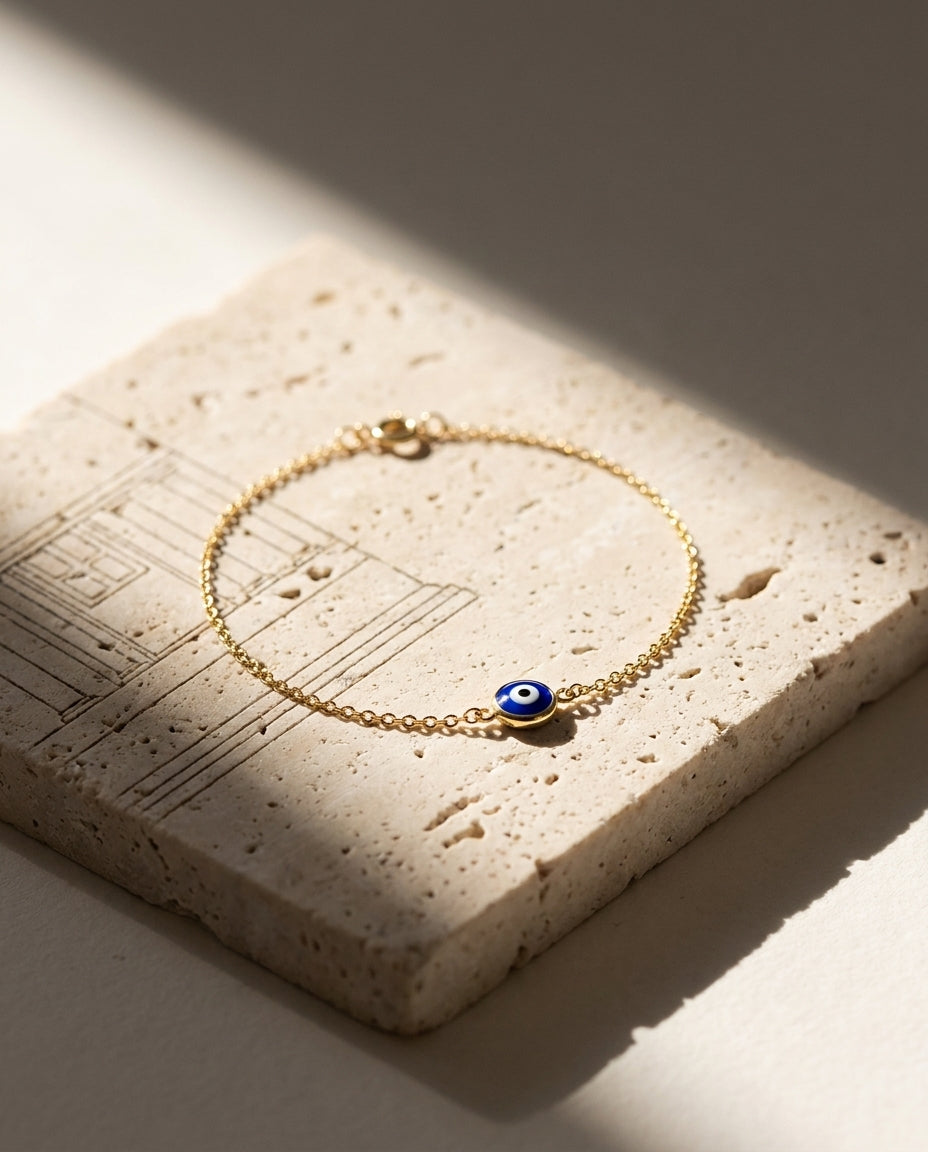 Dainty Gold Evil Eye Bracelet for Daily Protection