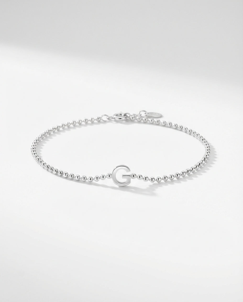 Initial Bracelet, Personalized Gold Letter Bracelet - 925k Sterling Silver