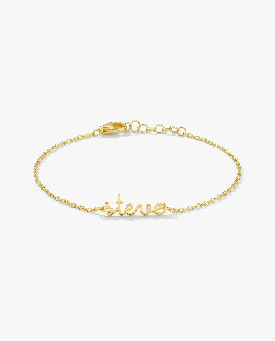 Personalized Name Bracelet, Custom Gold Name Jewelry - 925k Sterling Silver