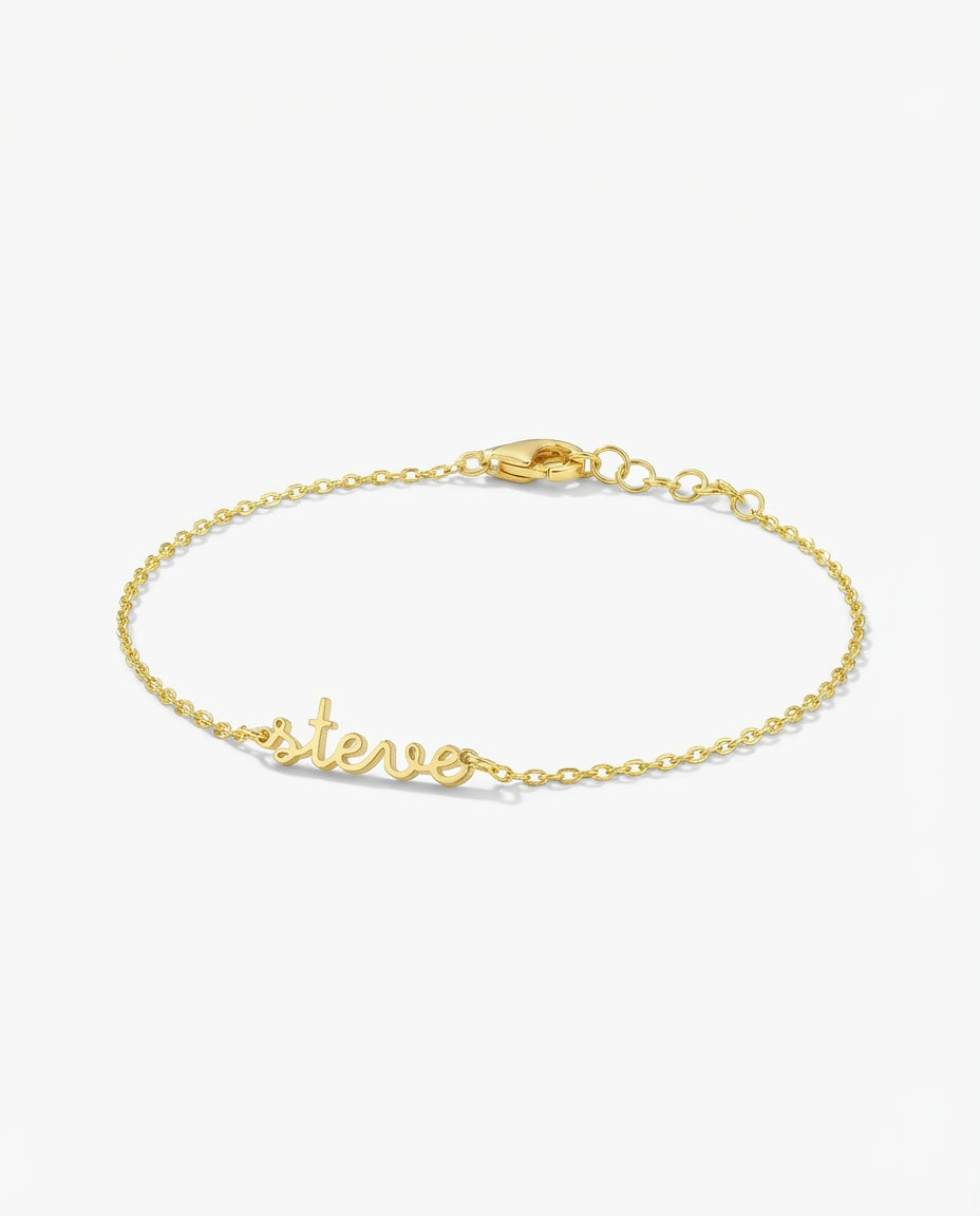 Personalized Name Bracelet, Custom Gold Name Jewelry - 925k Sterling Silver