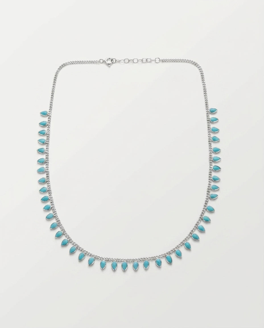 Dainty Gold Necklace with Turquoise Teardrops