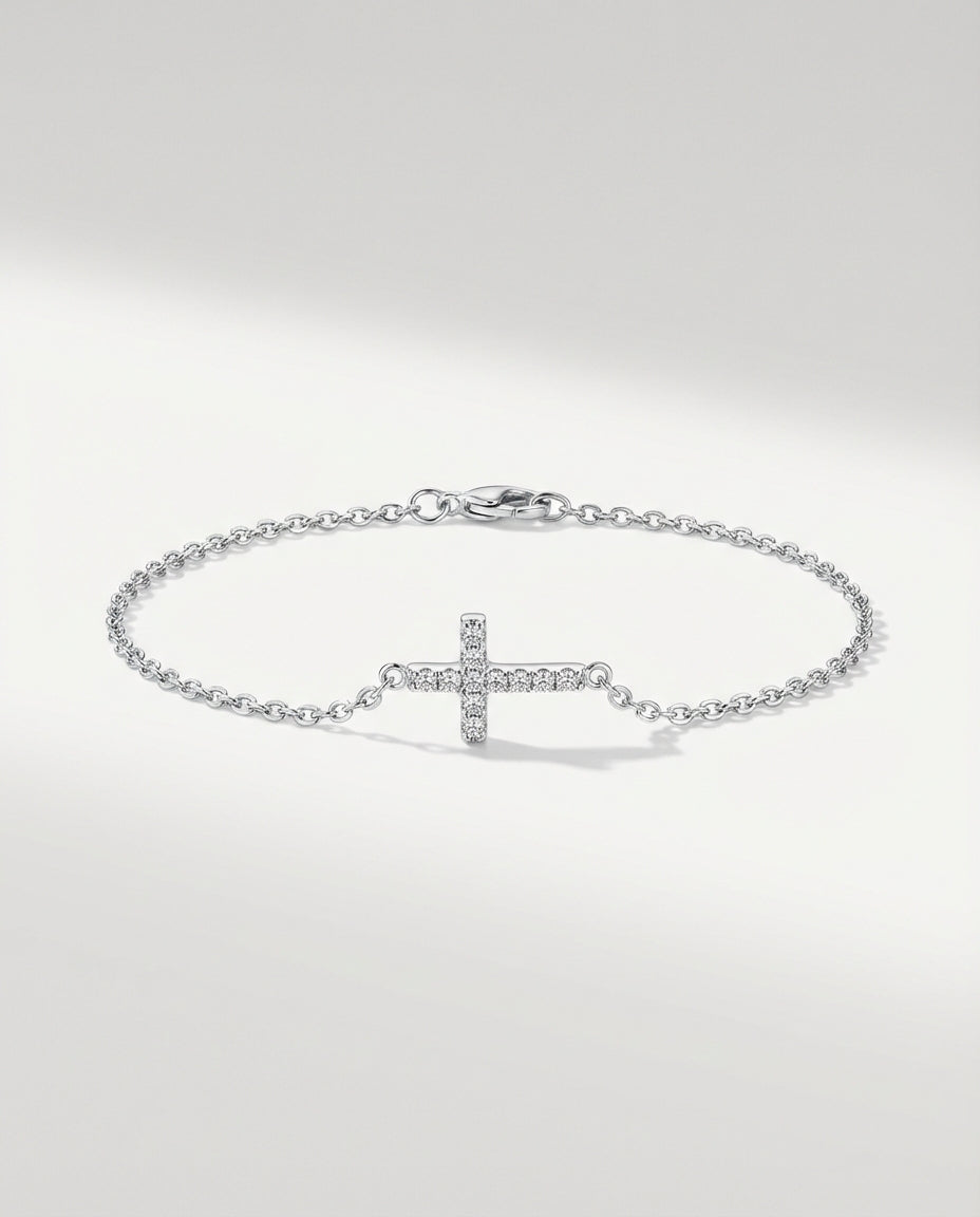 Dainty Sideways Cross Bracelet in Gold - Faith Jewelry