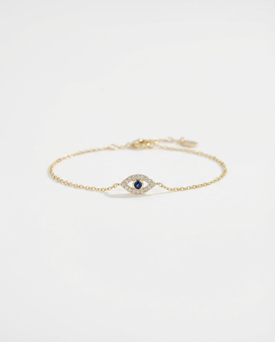 Evil Eye Bracelet, Protection Jewelry Gift for Her - 925k Sterling Silver