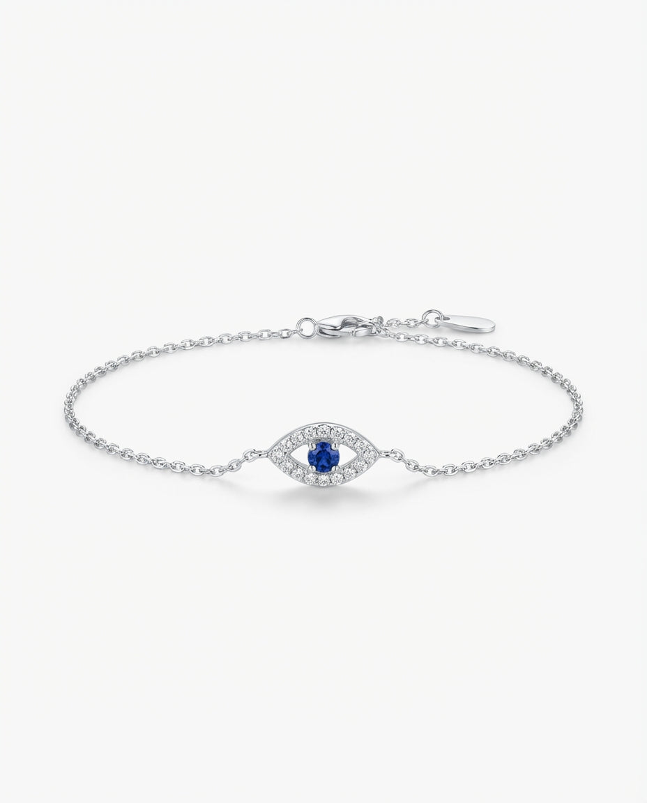 Evil Eye Bracelet, Protection Jewelry Gift for Her - 925k Sterling Silver