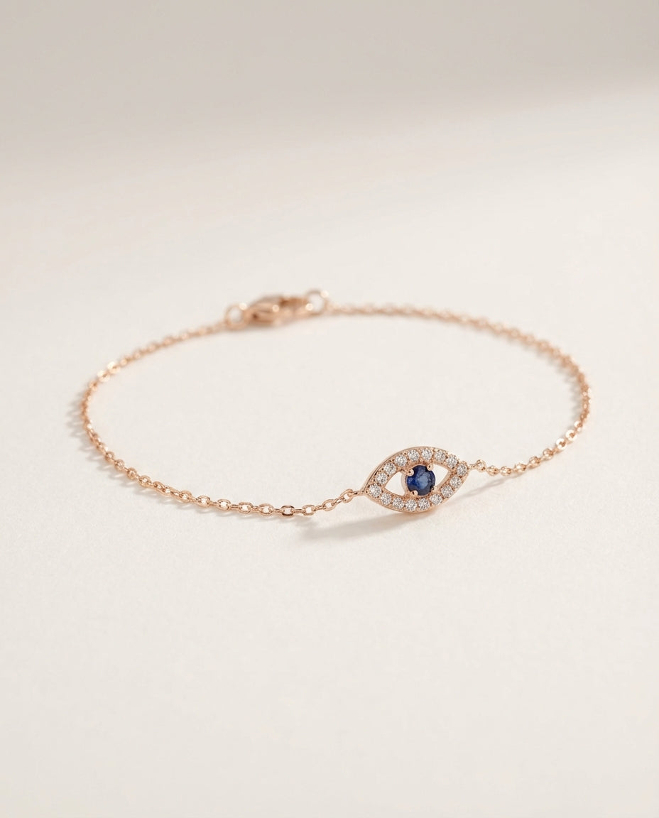 Evil Eye Bracelet, Protection Jewelry Gift for Her - 925k Sterling Silver
