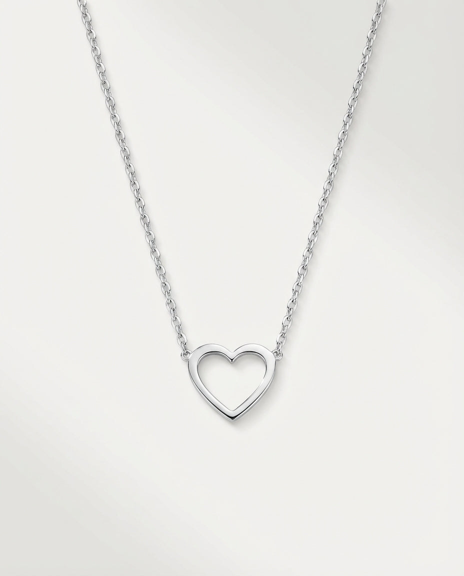 Gold Heart Necklace, Dainty Heart Pendant - 925k Sterling Silver