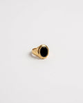 Women and Men Gold Signet Ring with Black Onyx