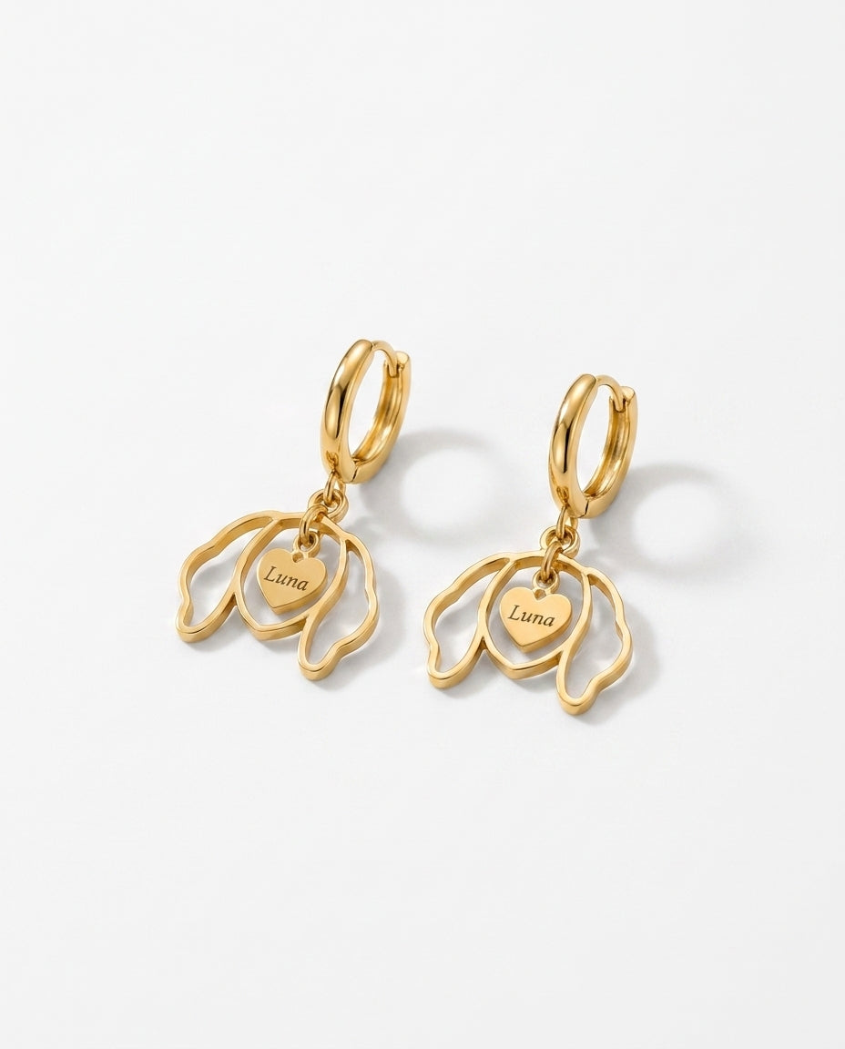 Custom Dog Name Earring - Personalized Pet Lover Gold Jewelry
