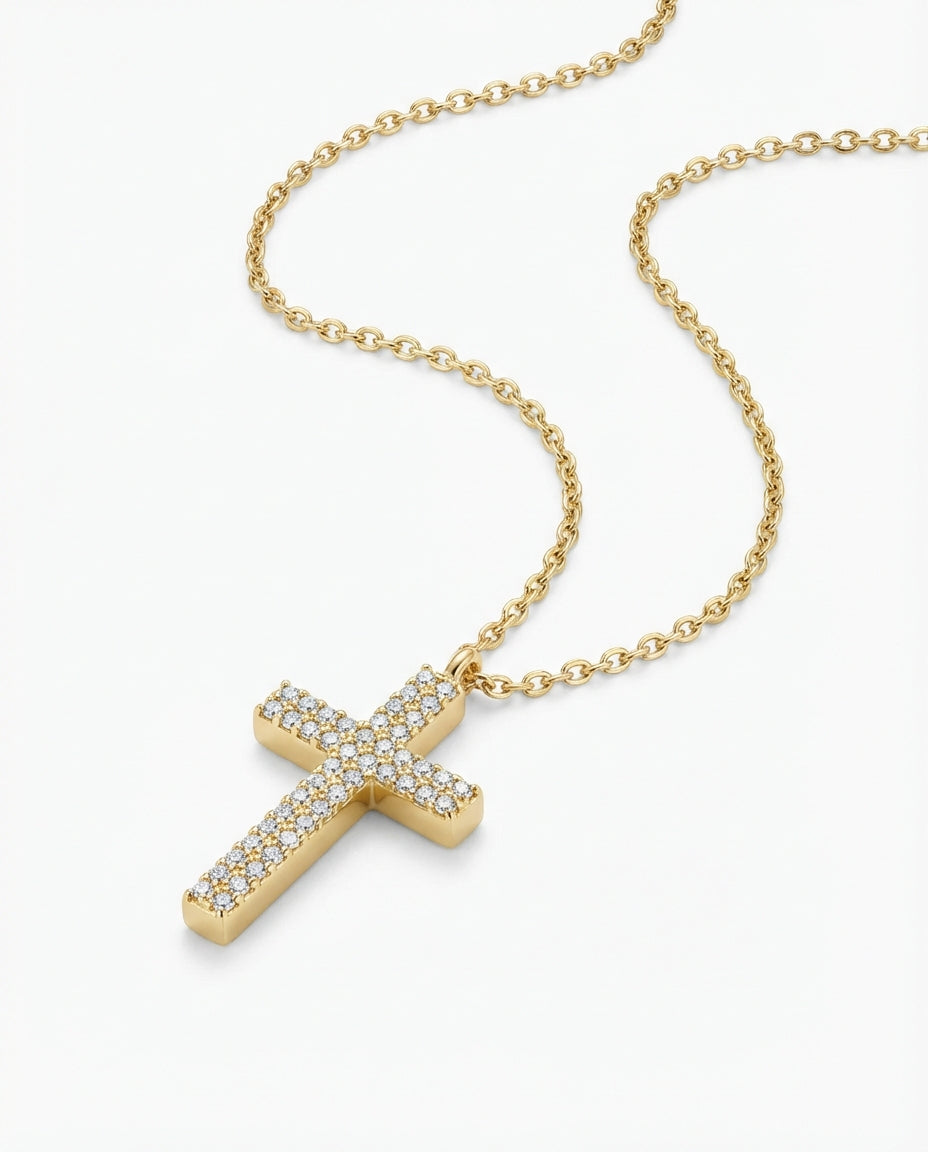 Elegant Diamond Cross Necklace Cross Jewelry - 14k Solid Gold