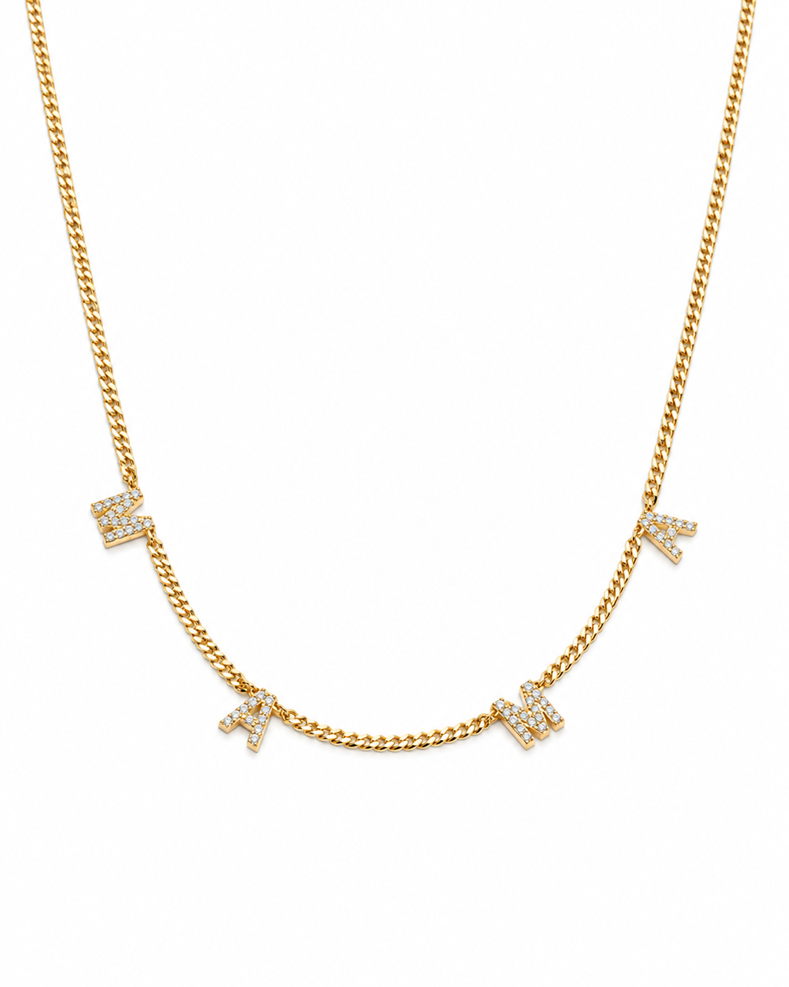 MAMA Letter Necklace with Curb Chain - Initial Jewelry