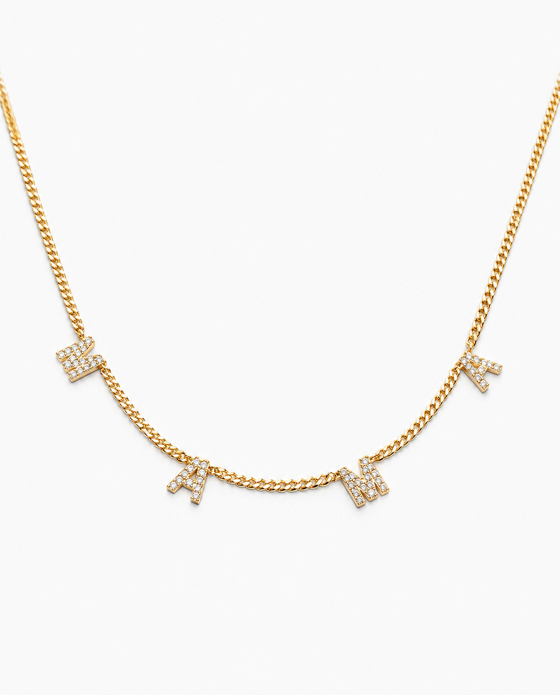 MAMA Letter Necklace with Curb Chain - Initial Jewelry