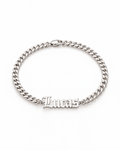 Men's Custom Gothic Name Bracelet - Silver Curb Chain