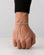 Men's Custom Gothic Name Bracelet - Silver Curb Chain