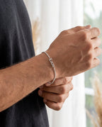 Men's Custom Gothic Name Bracelet - Silver Curb Chain