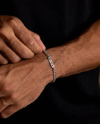 Men's Custom Gothic Name Bracelet - Silver Curb Chain