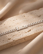 Men's Custom Gothic Name Bracelet - Silver Curb Chain