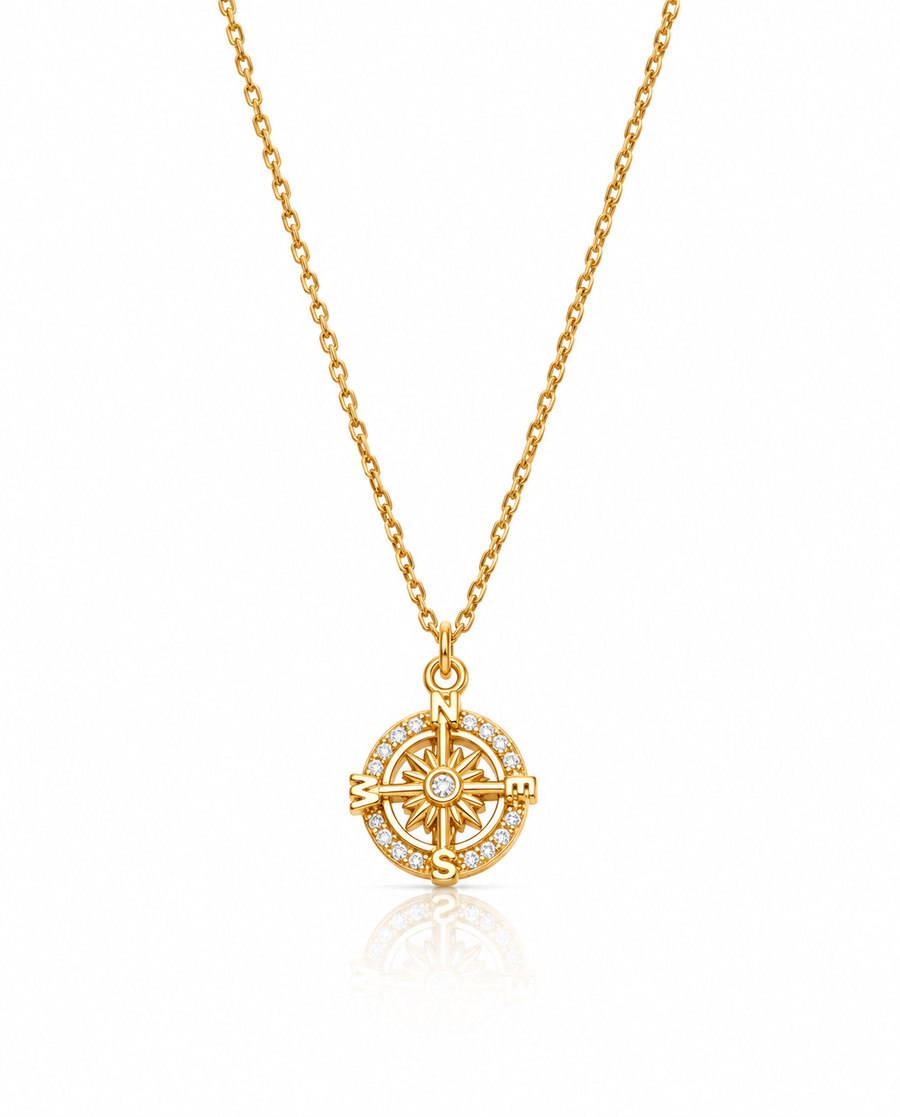 Minimalist Compass Necklace Travel Gift - Travel Jewelry