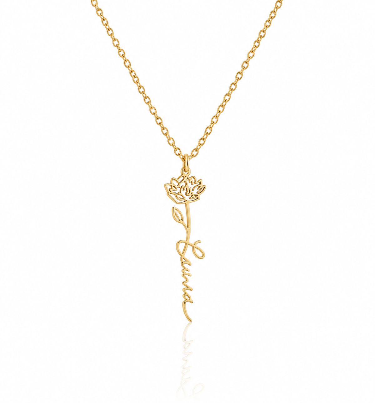 Personalized Birth Flower Name Necklace