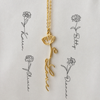 Personalized Birth Flower Name Necklace